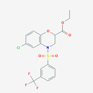 ethyl 6-chloro-4-{[3-(trifluoromethyl)phenyl]sulfonyl}-3,4-dihydro-2H-1,4-benzoxazine-2-carboxylate