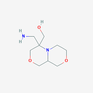 molecular formula C9H18N2O3 B2999990 [4-(Aminomethyl)-1,3,6,7,9,9a-hexahydro-[1,4]oxazino[3,4-c][1,4]oxazin-4-yl]methanol CAS No. 2344681-03-2