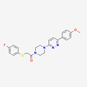 molecular formula C23H23FN4O2S B3000006 2-((4-氟苯基)硫代)-1-(4-(6-(4-甲氧基苯基)吡啶并-3-基)哌嗪-1-基)乙酮 CAS No. 1207010-40-9