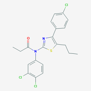 molecular formula C21H19Cl3N2OS B300001 N-[4-(4-chlorophenyl)-5-propyl-1,3-thiazol-2-yl]-N-(3,4-dichlorophenyl)propanamide 