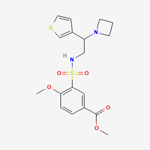 molecular formula C18H22N2O5S2 B3000014 methyl 3-(N-(2-(azetidin-1-yl)-2-(thiophen-3-yl)ethyl)sulfamoyl)-4-methoxybenzoate CAS No. 2034541-61-0