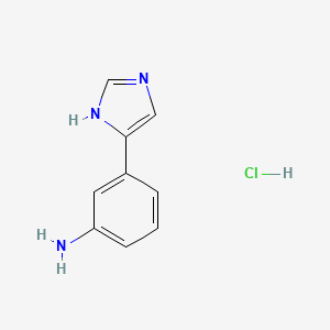 molecular formula C9H10ClN3 B3000019 3-(1H-Imidazol-5-YL)aniline hydrochloride CAS No. 1269052-70-1; 83184-01-4