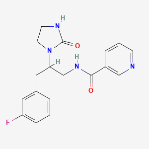 molecular formula C18H19FN4O2 B3000025 N-(3-(3-fluorophenyl)-2-(2-oxoimidazolidin-1-yl)propyl)nicotinamide CAS No. 1421459-88-2