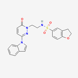 molecular formula C22H20N4O4S B3000026 N-(2-(3-(1H-吲哚-1-基)-6-氧代哒嗪-1(6H)-基)乙基)-2,3-二氢苯并呋喃-5-磺酰胺 CAS No. 1797079-20-9