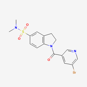 molecular formula C16H16BrN3O3S B3000032 1-(5-bromonicotinoyl)-N,N-dimethylindoline-5-sulfonamide CAS No. 881933-43-3