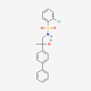 molecular formula C21H20ClNO3S B3000038 N-(2-([1,1'-biphenyl]-4-yl)-2-hydroxypropyl)-2-chlorobenzenesulfonamide CAS No. 1396868-97-5