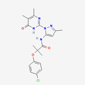 molecular formula C20H22ClN5O3 B3000042 2-(4-chlorophenoxy)-N-(1-(4,5-dimethyl-6-oxo-1,6-dihydropyrimidin-2-yl)-3-methyl-1H-pyrazol-5-yl)-2-methylpropanamide CAS No. 1004680-52-7