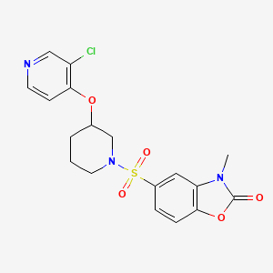 molecular formula C18H18ClN3O5S B3000053 5-((3-((3-chloropyridin-4-yl)oxy)piperidin-1-yl)sulfonyl)-3-methylbenzo[d]oxazol-2(3H)-one CAS No. 2034498-08-1