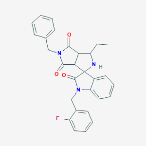 molecular formula C29H26FN3O3 B300006 5-Benzyl-1-ethyl-1'-[(2-fluorophenyl)methyl]spiro[1,2,3a,6a-tetrahydropyrrolo[3,4-c]pyrrole-3,3'-indole]-2',4,6-trione 