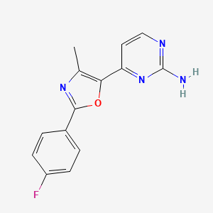 molecular formula C14H11FN4O B3000064 4-[2-(4-Fluorophenyl)-4-methyl-1,3-oxazol-5-yl]pyrimidin-2-amine CAS No. 2396580-13-3