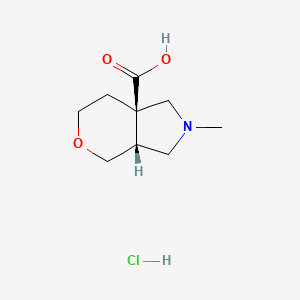 molecular formula C9H16ClNO3 B3000068 (3Ar,7aR)-2-甲基-1,3,3a,4,6,7-六氢吡喃并[3,4-c]吡咯-7a-甲酸；盐酸盐 CAS No. 2241129-86-0