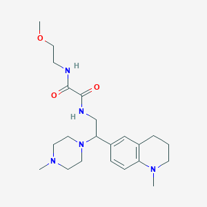 molecular formula C22H35N5O3 B3000072 N1-(2-methoxyethyl)-N2-(2-(1-methyl-1,2,3,4-tetrahydroquinolin-6-yl)-2-(4-methylpiperazin-1-yl)ethyl)oxalamide CAS No. 922120-85-2
