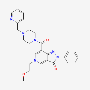 molecular formula C26H28N6O3 B3000081 5-(2-methoxyethyl)-2-phenyl-7-(4-(pyridin-2-ylmethyl)piperazine-1-carbonyl)-2H-pyrazolo[4,3-c]pyridin-3(5H)-one CAS No. 1105217-17-1