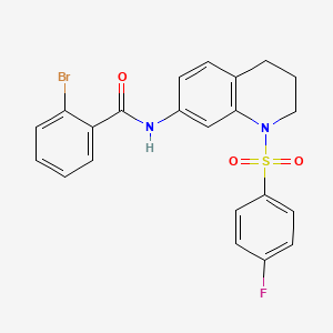 molecular formula C22H18BrFN2O3S B3000089 2-bromo-N-(1-((4-fluorophenyl)sulfonyl)-1,2,3,4-tetrahydroquinolin-7-yl)benzamide CAS No. 1005300-22-0
