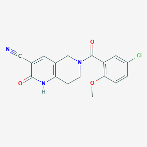 molecular formula C17H14ClN3O3 B3000096 6-(5-氯-2-甲氧基苯甲酰)-2-氧代-1,2,5,6,7,8-六氢-1,6-萘啶-3-腈 CAS No. 2034448-25-2