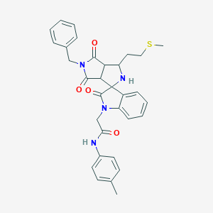 molecular formula C32H32N4O4S B300010 2-[5-benzyl-1-(2-methylsulfanylethyl)-2',4,6-trioxospiro[1,2,3a,6a-tetrahydropyrrolo[3,4-c]pyrrole-3,3'-indole]-1'-yl]-N-(4-methylphenyl)acetamide 