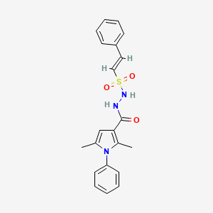 molecular formula C21H21N3O3S B3000111 2,5-dimethyl-1-phenyl-N'-[(E)-2-phenylethenyl]sulfonylpyrrole-3-carbohydrazide CAS No. 877949-56-9