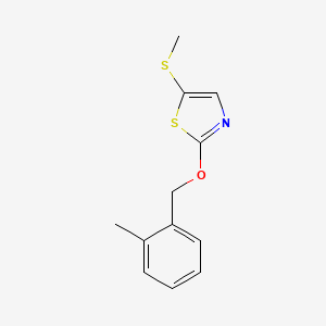 molecular formula C12H13NOS2 B3000116 2-[(2-甲基苯基)甲氧基]-5-甲硫基-1,3-噻唑 CAS No. 1800013-55-1