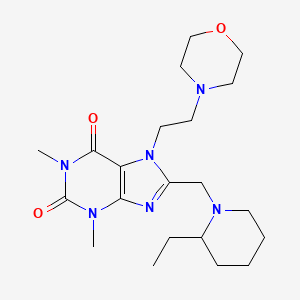molecular formula C21H34N6O3 B3000118 8-((2-ethylpiperidin-1-yl)methyl)-1,3-dimethyl-7-(2-morpholinoethyl)-1H-purine-2,6(3H,7H)-dione CAS No. 872628-02-9