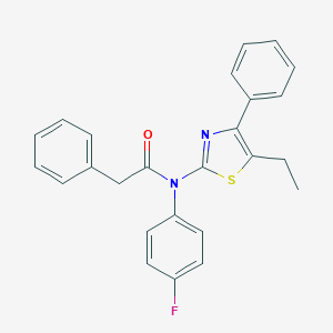 molecular formula C25H21FN2OS B300012 N-(5-ethyl-4-phenyl-1,3-thiazol-2-yl)-N-(4-fluorophenyl)-2-phenylacetamide 