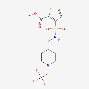 molecular formula C14H19F3N2O4S2 B3000127 Methyl 3-[[1-(2,2,2-trifluoroethyl)piperidin-4-yl]methylsulfamoyl]thiophene-2-carboxylate CAS No. 2319640-01-0