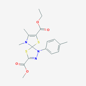 molecular formula C18H21N3O4S2 B300013 7-Ethyl 3-methyl 8,9-dimethyl-1-(4-methylphenyl)-4,6-dithia-1,2,9-triazaspiro[4.4]nona-2,7-diene-3,7-dicarboxylate 