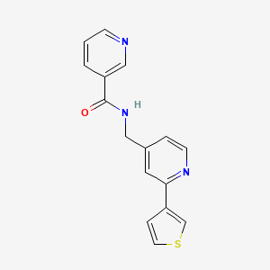 molecular formula C16H13N3OS B3000131 N-((2-(thiophen-3-yl)pyridin-4-yl)methyl)nicotinamide CAS No. 2034435-82-8