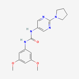 molecular formula C17H21N5O3 B3000139 1-(3,5-Dimethoxyphenyl)-3-(2-(pyrrolidin-1-yl)pyrimidin-5-yl)urea CAS No. 1396845-99-0