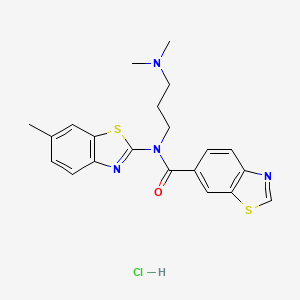 molecular formula C21H23ClN4OS2 B3000142 N-(3-(二甲氨基)丙基)-N-(6-甲基苯并[d]噻唑-2-基)苯并[d]噻唑-6-甲酰胺盐酸盐 CAS No. 1215836-26-2