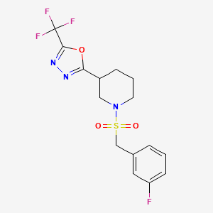 2-(1-((3-Fluorobenzyl)sulfonyl)piperidin-3-yl)-5-(trifluoromethyl)-1,3,4-oxadiazole