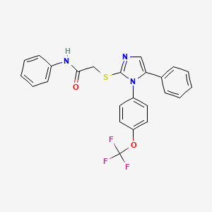 molecular formula C24H18F3N3O2S B3000147 N-phenyl-2-((5-phenyl-1-(4-(trifluoromethoxy)phenyl)-1H-imidazol-2-yl)thio)acetamide CAS No. 1226437-87-1