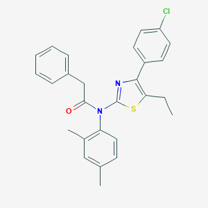 molecular formula C27H25ClN2OS B300015 N-[4-(4-chlorophenyl)-5-ethyl-1,3-thiazol-2-yl]-N-(2,4-dimethylphenyl)-2-phenylacetamide 
