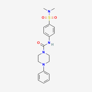 molecular formula C19H24N4O3S B3000152 N-{4-[(dimethylamino)sulfonyl]phenyl}-4-phenyltetrahydro-1(2H)-pyrazinecarboxamide CAS No. 692733-01-0