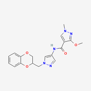 N-(1-((2,3-dihydrobenzo[b][1,4]dioxin-2-yl)methyl)-1H-pyrazol-4-yl)-3-methoxy-1-methyl-1H-pyrazole-4-carboxamide