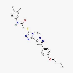 2-[[11-(4-butoxyphenyl)-3,4,6,9,10-pentazatricyclo[7.3.0.02,6]dodeca-1(12),2,4,7,10-pentaen-5-yl]sulfanyl]-N-(3,4-dimethylphenyl)acetamide