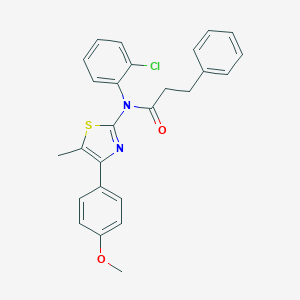 molecular formula C26H23ClN2O2S B300017 N-(2-chlorophenyl)-N-[4-(4-methoxyphenyl)-5-methyl-1,3-thiazol-2-yl]-3-phenylpropanamide 