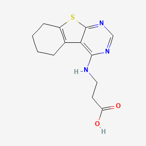 molecular formula C13H15N3O2S B3000180 3-(5,6,7,8-Tetrahydro-benzo[4,5]thieno-[2,3-d]pyrimidin-4-ylamino)-propionic acid CAS No. 442651-60-7