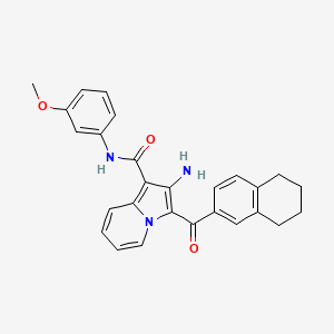 molecular formula C27H25N3O3 B3000189 2-amino-N-(3-methoxyphenyl)-3-(5,6,7,8-tetrahydronaphthalene-2-carbonyl)indolizine-1-carboxamide CAS No. 903343-17-9