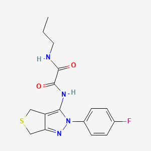 molecular formula C16H17FN4O2S B3000199 N'-[2-(4-fluorophenyl)-4,6-dihydrothieno[3,4-c]pyrazol-3-yl]-N-propyloxamide CAS No. 946353-91-9