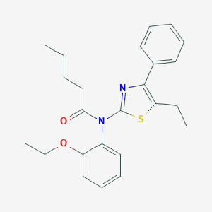 molecular formula C24H28N2O2S B300020 N-(2-ethoxyphenyl)-N-(5-ethyl-4-phenyl-1,3-thiazol-2-yl)pentanamide 