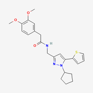 N-((1-cyclopentyl-5-(thiophen-2-yl)-1H-pyrazol-3-yl)methyl)-2-(3,4-dimethoxyphenyl)acetamide