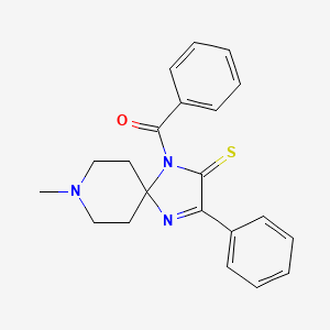 molecular formula C21H21N3OS B3000206 (8-Methyl-2-phenyl-3-sulfanylidene-1,4,8-triazaspiro[4.5]dec-1-en-4-yl)-phenylmethanone CAS No. 866866-47-9