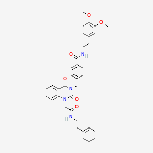 4-((1-(2-((2-(cyclohex-1-en-1-yl)ethyl)amino)-2-oxoethyl)-2,4-dioxo-1,2-dihydroquinazolin-3(4H)-yl)methyl)-N-(3,4-dimethoxyphenethyl)benzamide