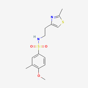molecular formula C14H18N2O3S2 B3000211 4-甲氧基-3-甲基-N-[2-(2-甲基-1,3-噻唑-4-基)乙基]苯磺酰胺 CAS No. 863511-62-0