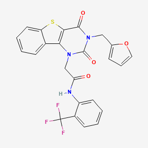 molecular formula C24H16F3N3O4S B3000215 2-(3-(furan-2-ylmethyl)-2,4-dioxo-3,4-dihydrobenzo[4,5]thieno[3,2-d]pyrimidin-1(2H)-yl)-N-(2-(trifluoromethyl)phenyl)acetamide CAS No. 902496-61-1