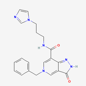molecular formula C20H20N6O2 B3000217 N-(3-(1H-imidazol-1-yl)propyl)-5-benzyl-3-oxo-3,5-dihydro-2H-pyrazolo[4,3-c]pyridine-7-carboxamide CAS No. 1219906-16-7