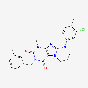 molecular formula C24H24ClN5O2 B3000223 9-(3-氯-4-甲基苯基)-1-甲基-3-(3-甲基苄基)-6,7,8,9-四氢吡啶并[2,1-f]嘌呤-2,4(1H,3H)-二酮 CAS No. 922452-53-7