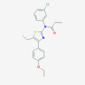 molecular formula C22H23ClN2O2S B300023 N-(3-chlorophenyl)-N-[4-(4-ethoxyphenyl)-5-ethyl-1,3-thiazol-2-yl]propanamide 