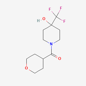 molecular formula C12H18F3NO3 B3000242 (4-hydroxy-4-(trifluoromethyl)piperidin-1-yl)(tetrahydro-2H-pyran-4-yl)methanone CAS No. 2034422-57-4