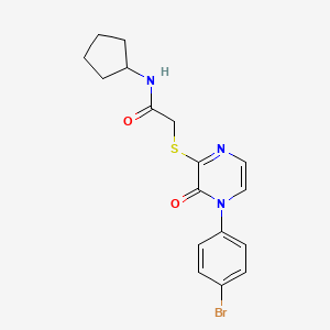 molecular formula C17H18BrN3O2S B3000248 2-((4-(4-bromophenyl)-3-oxo-3,4-dihydropyrazin-2-yl)thio)-N-cyclopentylacetamide CAS No. 899759-59-2